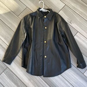 All Things Golden ✨Black Button Down Leather Shirt